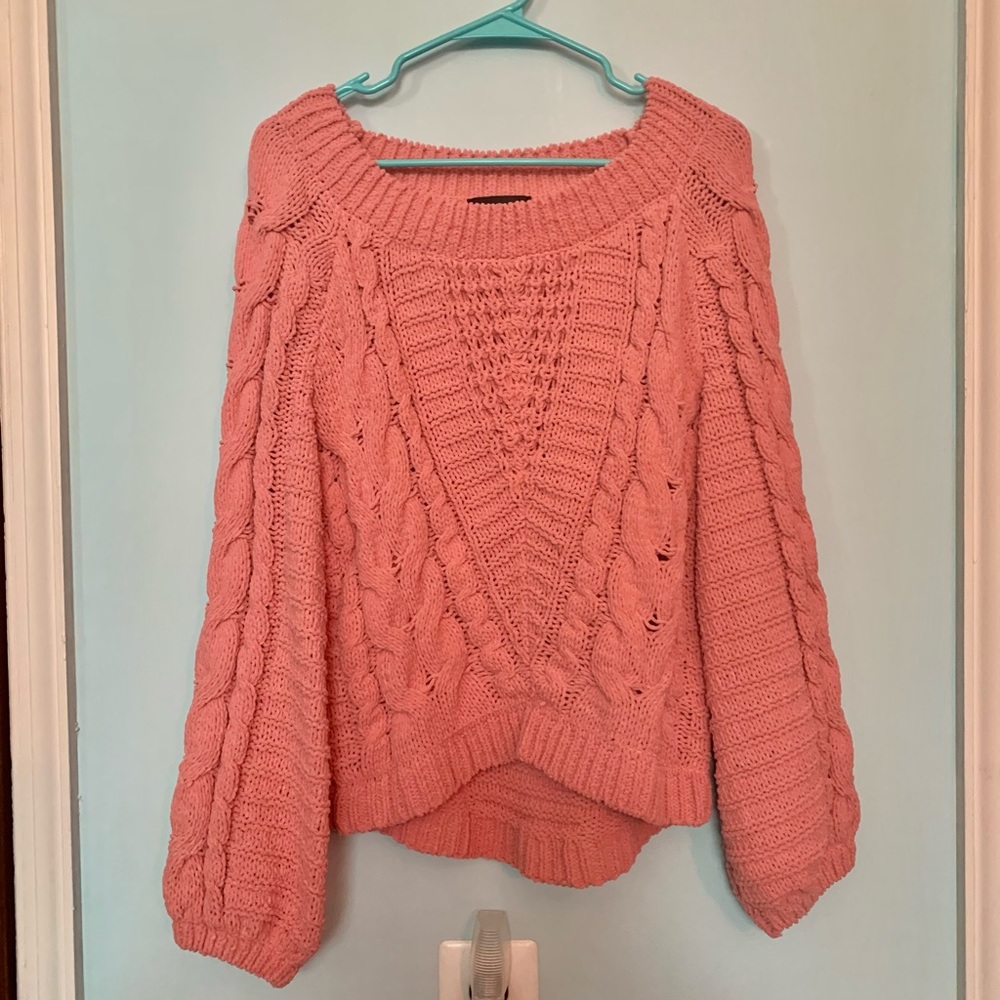 Express Balloon Sleeve Scoop Neck Sweater